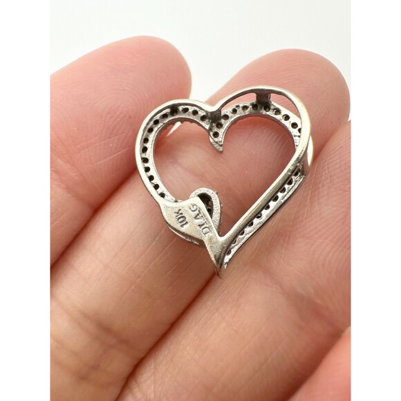 DIAG 10k white gold 1/5 ct genuine diamond heart pendant - Picture 3 of 6